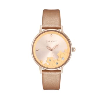 JH Ladies Lace Flower Leather Gold (8133)