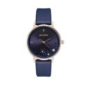 JH Ladies Lace Flower Leather Navy (8133)